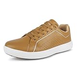 sekiueo Golfschuhe Für Herren Ohne Spikes Niedrige Schnürschuhe Wasserdicht rutschfest Für Spaziergänge Im Freien,Gelb,48 EU