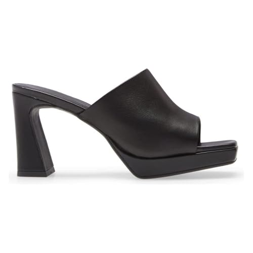 Image of Womens Platform Chunky Heels Mules Square Open Toe High Heeled Sandals Slip On Slides Dress Shoes