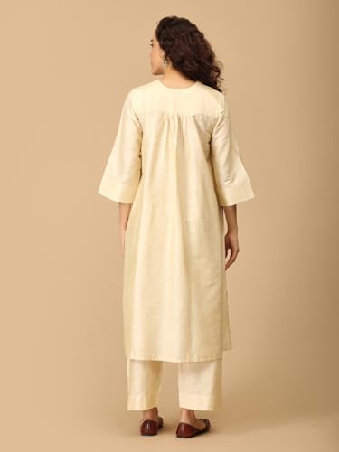 Image of The Mom Store Women's Raw Silk Maternity and Nursing Kurta Set | Front Zipper for Easy Feeding Pre and Post Pregnancy