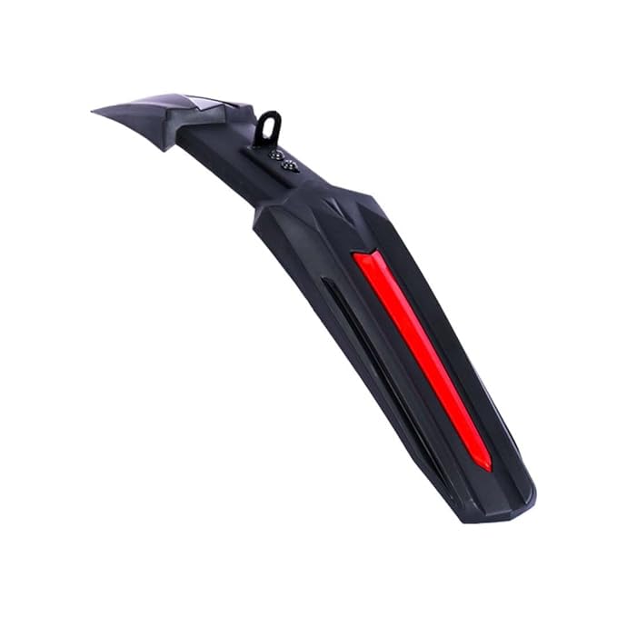 Image of Mudguard for Cycle, Black Front & Rear Bicycle Fender Mudguard Set for 26.5 and 27 Wheels, Durable, Lightweight, Protects Against Mud and Water Splashes (Red Accent)