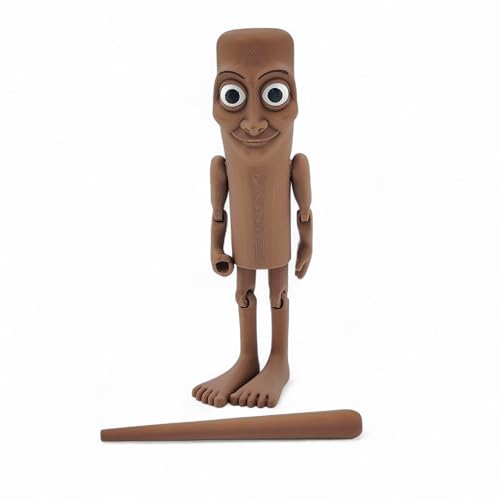 Image of qwik3D Tung Tung Tung Sahur Action Figure | 6-Inch Meme Toy | Italian Brainrot Collectible | 3D Printed Articulated Model with Bat | Funny Viral Figurine Gift | Brown (Pack of 1)