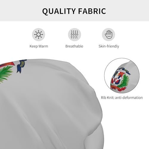 National Emblem of Dominican Children Hip Hop Knitted Hat Kids Elastic Leisure Knit Cap Warm Sleep Beanies Black3