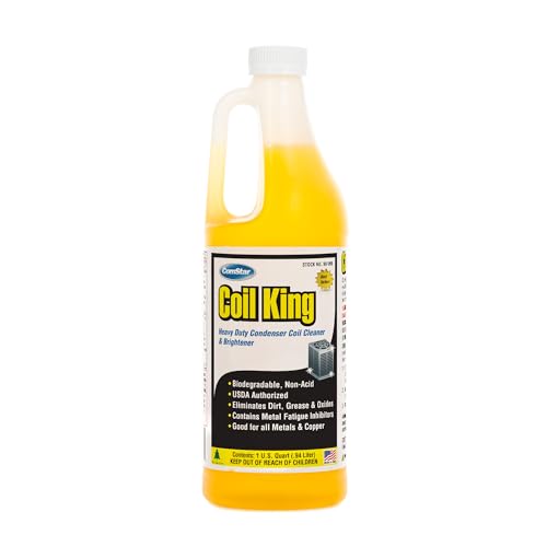 ComStar Coil King, Alkaline Condenser Coil Cleaner & Brightener, Heavy-Duty Outdoor HVAC Coil Cleaner, Safe on Aluminum & Copper, Professional Grade, Non-Acid Formula, Concentrated 1 Quart (90-099)