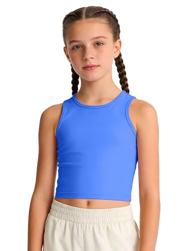 Image of HASMES Girls Athletic Tank Tops Sleeveless Basic Dance Crop Tops for Kids