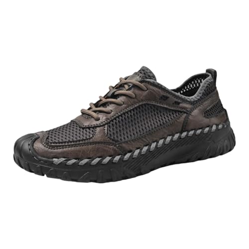 Herren-Sneaker,Modisch,Flach,SchnüRung,Sportschuhe,Laufen,Strand,rutschfest,Wandern,Atmungsaktiv,Leicht,rutschfest,Running Turnschuhe,wasserdichte Wanderschuhe,Trekkingschuhe,Outdoorschuhe, gris, 40