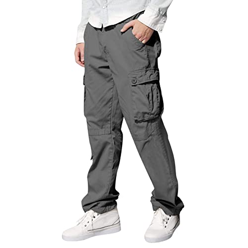 Men's Straight Leg Cargo Pants Casual Jogger Hiking Work Sweatpants Casual Multi Pockets Trousers Outdoor