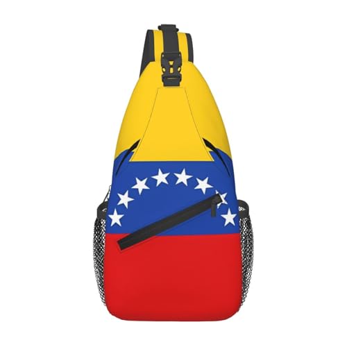 WZYCWB Mochila cruzada con diseño de bandera de Venezuela para hombres y mujeres, perfecta para senderismo casual, disponible en estilos de pecho o hombro, Negro -, Talla única
