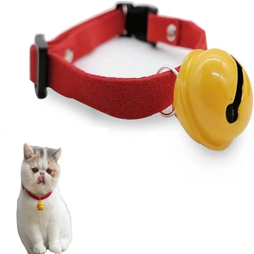LUYING 猫 首輪 鈴 ネコ 首輪 猫赤くびわ 黄色い鈴付き かわいい サイズいい バックル 式 調節可能 20-30CMペットの首輪 子猫の首輪鈴付き 安全首輪 快適でソフト ベル付き 軽量 おしゃれ首輪スエードペットの 快適でソフト 簡単に識別 猫