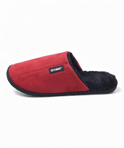 Image of SVAAR Men's Warm Winter Slippers, Cozy Fur Flip Flop Slip-On House Shoes, Indoor Bedroom Slides & Closed-Toe Home Clogs Sandals