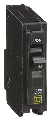 Square D Plug in Circuit Breaker, QO, Number of Poles 1, 25 Amps, 120/240VAC, Standard