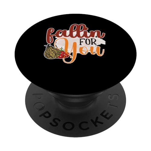 Fallin You Autumn Fall Thanksgiving For Season PopSockets Swappable PopGrip, Black