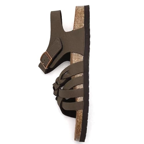 Torotto Girls Sandals with Cork Footbed Adjustable Buckle Casual Slides Sandals Open Toes Flat for Kids Toddler3