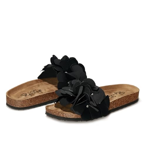 Image of PepStep Slide Sandals for Women or Ladies Dressy Summer Casual, Cute Bow Tie Knot On Top Strap, Comfy Slip On Cork Foot Bed