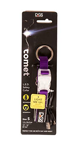 Dog Gone Smart Pet Products Collare Per Cani Comet Con Luce Led Ricaricabile, Viola, Grande, 45,7-63,5 Cm, Numero Di Modello: Dgslguc5125