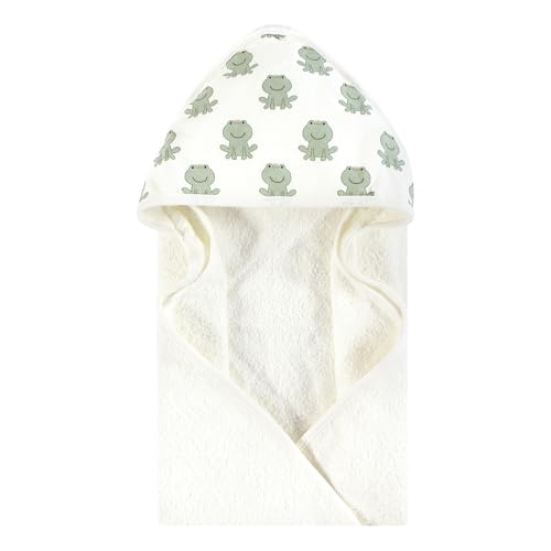 Image of Hudson Baby Unisex Baby Cotton Poly Animal Face Hooded Towel, Prince Frog, One Size