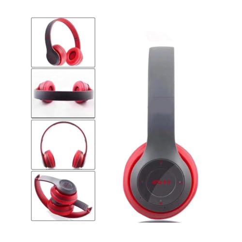 Image of icall P47 Wireless Bluetooth Over Ear Headphones with Mic (Red)