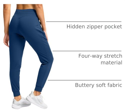 Image of Soothfeel Womens Joggers with Zipper Pockets High Waisted Sweatpants Athletic Leggings Pants for Workout Running Yoga