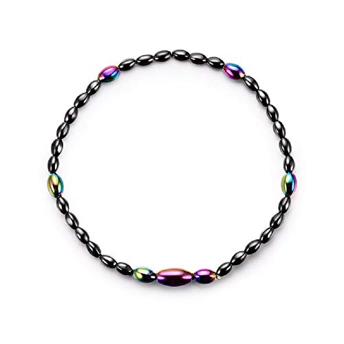 TIDOO Jewelry Womens Magnetic Hematite Anklet Therapy Necklace Hematite Round Beads Healing Stone Chain(12#)