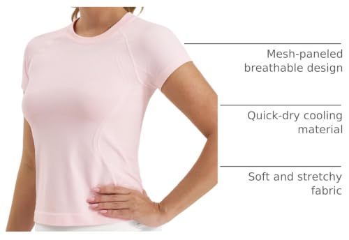 Image of Stelle Women Workout Tops Short Sleeve Seamless Athletic Shirts Yoga Gym Sports Breathable Tees