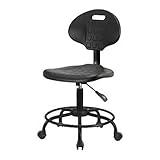 Thomas ECOM TPDHCH-RT-A0-RC Polyurethane Basic Industrial Desk Height Chair Without Arm and with Round Tube Base, Casters