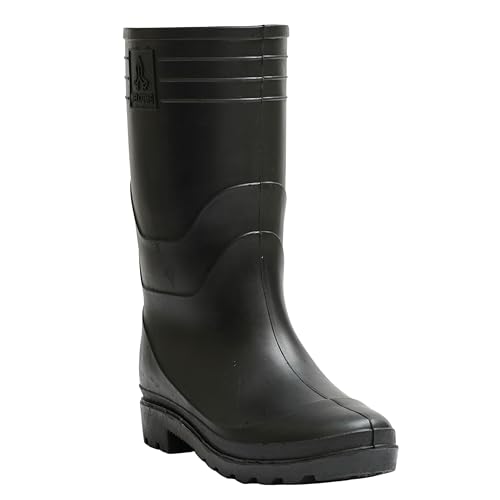 HILLSON Welcome Gumboot | Waterproof, Anti-Skid, Comfortable Sole, Full Black, Protection against Oil, Acid, Chemicals | Size 10 INDIA/UK
