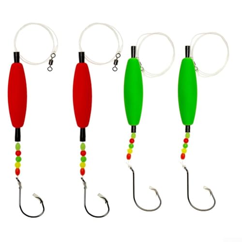 Set di 4 galleggianti per pesci gatto con ganci circolari, per sonagli rotanti e indicatore di campana in schiuma per movimenti naturali in acqua (modello normale)