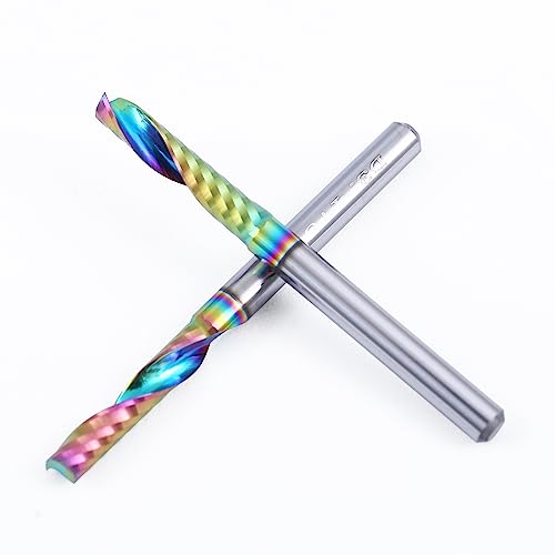 Image of Single-Flute End Mill, 1 /8'' Single Flute Nano End Mill Bits with DLC (Ta-C) Coating, CNC Drill Bits Cutter for Aluminum, Steel, Titanium, Wood