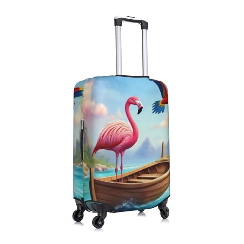 Tropical Flamingo Boat Luggage Cover Protector Suit Case Cover Elastic Washable Anti-Scratch For 18-32 Inch Luggage X-Large3