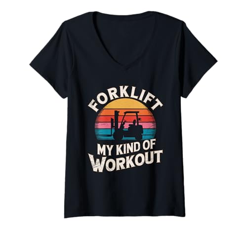 Mujer Carretilla elevadora mi tipo de entrenamiento Retro Warehouse Worker Carretilla elevadora Camiseta Cuello V