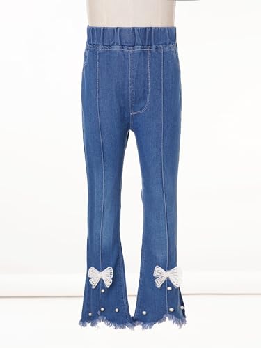 Kids Girls High Waist Bell-Bottomed Flared Jeans Frayed Raw Hem Denim Pants Casual Wear3