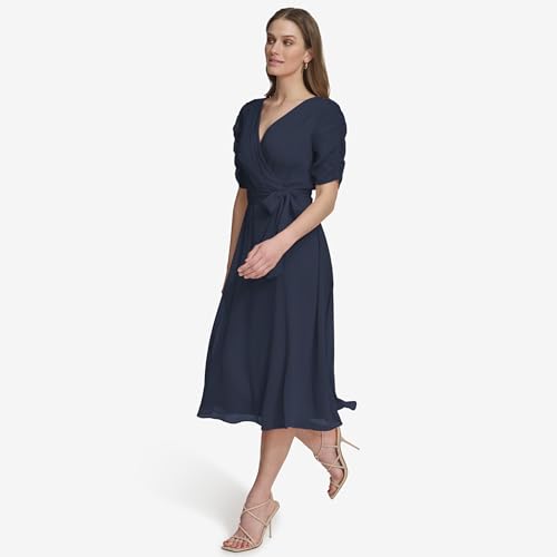 Image of DKNY Women's 3 /4 Sleeve Faux Wrap Dress