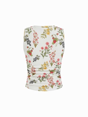 Image of CIDER Womens Tank Tops Sleeveless High Neck Ruched Crop Tops Going Out Casual Basic Ribbed Shirt Summer Fashion Clothing