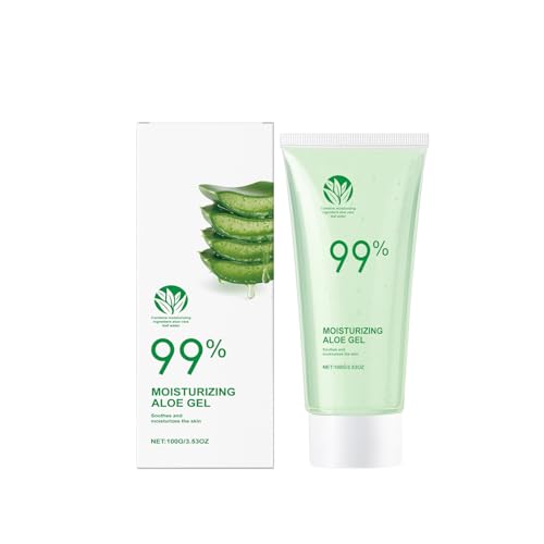 Bio Aloe Vera Gel, 100% Beruhigungsgel mit HyaluronsäureErfrischendes Aloe Gel, Eine kühle und beruhigende sofortige Erleichterung für das Gesicht und den Körper und ein Sonnenbrand von 100 g (1)