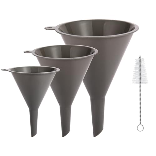 Kunststoff-Küchentrichter 3er-Set mit Reinigungsbürste BPA-frei runde Lebensmitteltrichter für die Küche multifunktionale Trichter zum Befüllen von Einmachgläsern und Flaschen geeignet für