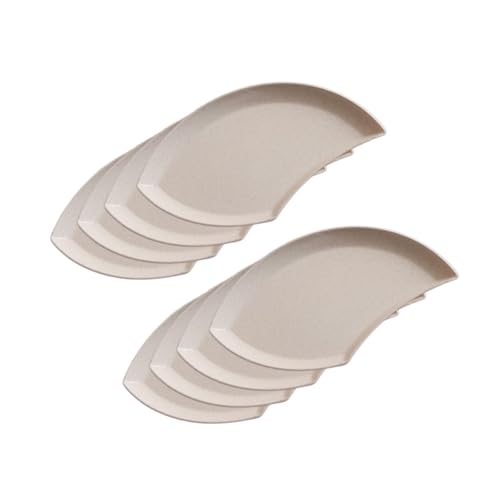 Image of YANCI Lightweight Wheat Straw Appetizer Plates, Reusable Unbeakeable Dinner Plates Set, 18 x 11 cm, Dishwasher & Microwave Safe (Beige, Pack of 8)