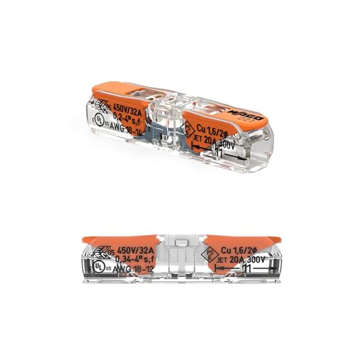 221-2401 | WAGO Lever-Nuts® Inline Splicing Connector | for Solid and Stranded Conductors | 2-Conductor with Operating levers | 24-12 AWG | Transparent housing | White Cover | [Bag of 10 Pieces] by WAGO - Image 3
