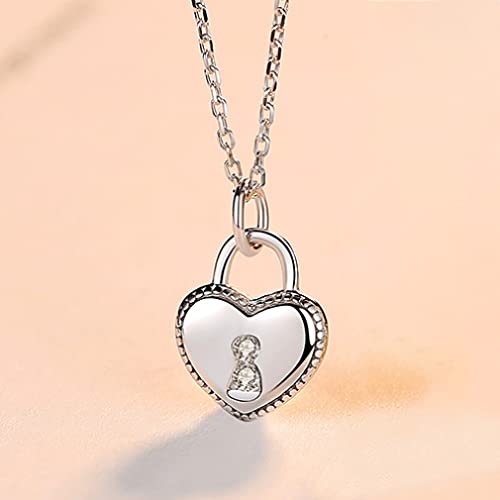 Collar de candado de corazón de plata 925 mujer accesorios joyería