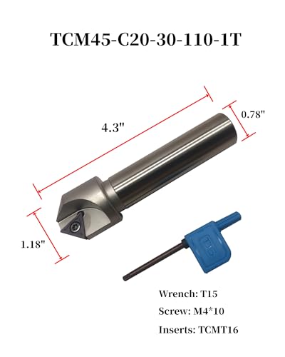 LAHDYFHOE+ 3/4inch Shank 1Blade 2Blade Chamfering Tool Bit Turning Tool Holder Boring Bar with 10pcs TCMT32.51 TCMT32.52 Replacement Carbide Turning Inserts (TCMT16T304 TCMT32.51)