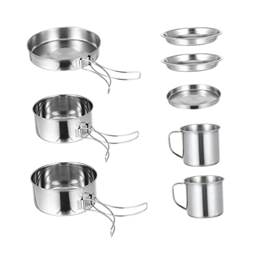 TEHAUX 1 セット キャンプ 鍋 キャンプ 食器 旅行 セット キャンプ スキレット ピクニック 料理 鍋 フライパン ボウル バックパッキング 調理器具 キャンプ 調理器具 キット 携帯