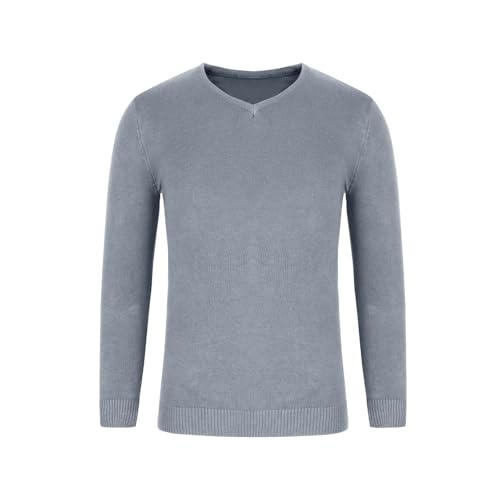 Mens V Neck Sweater Long Sleeve Pullover Tops Slim Fit Knitted Tops Lightweight Casual Fall Fashion Sweater 20243