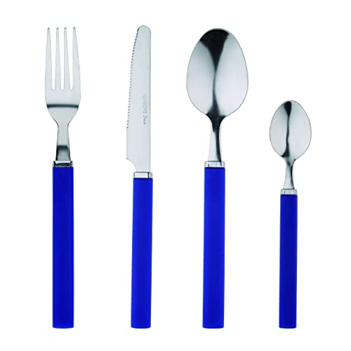 RB RENBERG RB RENBERG Lucky - Juego De Cubiertos 24 piezas de Acero Inoxidable - 6 Cucharas - 6 Tenedores - 6 Cuchillos - 6 Cucharas De Té - Acabado Pulido - Mango Gris