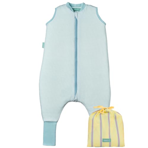 Molis&co - Pyjama couverture chaussettes antidérapantes 1.0 TOG - 80 cm (2 ans) - Idéal printemps automne - 100% coton (Oeko-Tex 100) - Lagon