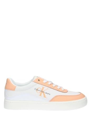 Calvin Klein Zapatillas clásicas con Suela de Copa Baja LTH Ml Yw0yw01527 para Mujer, Blanco Brillante Blanco Apricot Ice, 39 EU