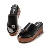 CLEIKS Mules Femmes Talons Sandalettes Plateau Sandales Été Compensées Élégantes (Noir, 40 EU, WWC250247 1)