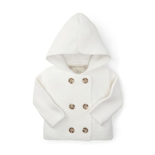 Hope & Henry Layette Baby Long Sleeve Button Front Hooded Sweater