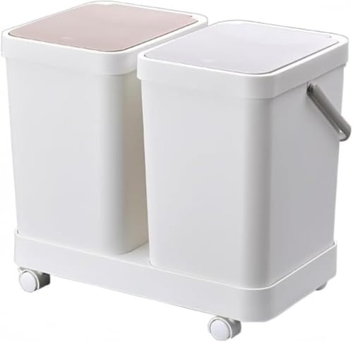 AOBOPO キッチン用ゴミ箱 32/54L大容量 スリム縦型カート 密閉防臭設計 プラスチック製 キャスター付き移動自由自在 袋が見えないコンパクト隙間収納 取り外し可能二重分別 家庭用ダストボックス