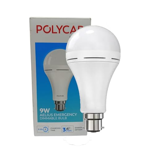 Image of AELIUS LED Emergency Dimmable Bulb 9w A70 6500K | Energy-Efficient Bright White Light | 3-Step Dimmable | Upto 12 Hours Backup | Emergency Light for Home, Office & Shops (Cool White, Pack of 4)