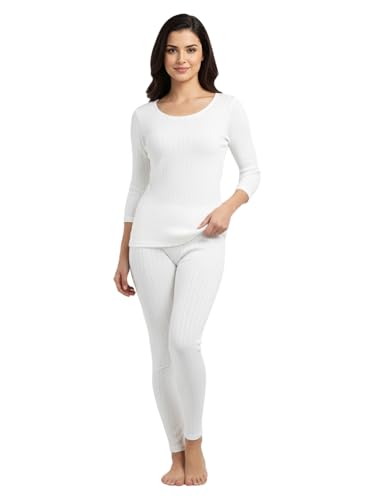 Image of Lux Cozi HEATEK Round Neck 3 /4 Sleeve Top and Bottom Thermal Set for Women | Women Thermal Set