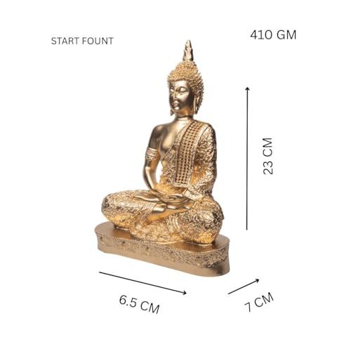 Image of Meditating Buddha Statue Showpiece, Gold Finish Decorative Resin Buddha Idol for Home Decor, Living Room, Office Desk, Meditation Room, Spiritual Gift, Tabletop Decorative Figurine (Gold)