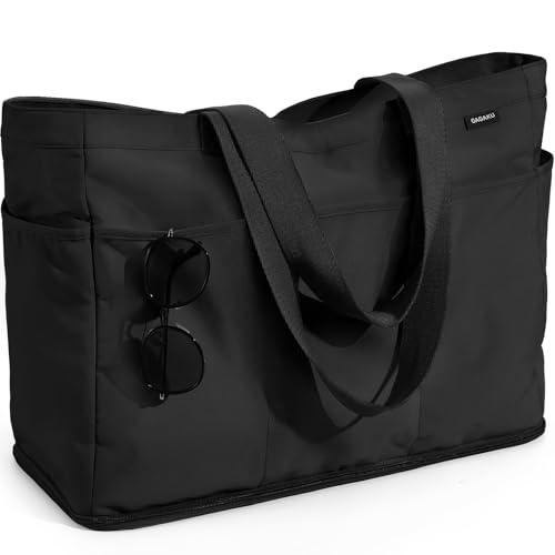 GAGAKU Bolsa de playa XXL XL con compartimento frigorífico, impermeable, con cremallera, plegable, grande, para familia, mujer, piscina, viajes, etc, 4_negro, XXL